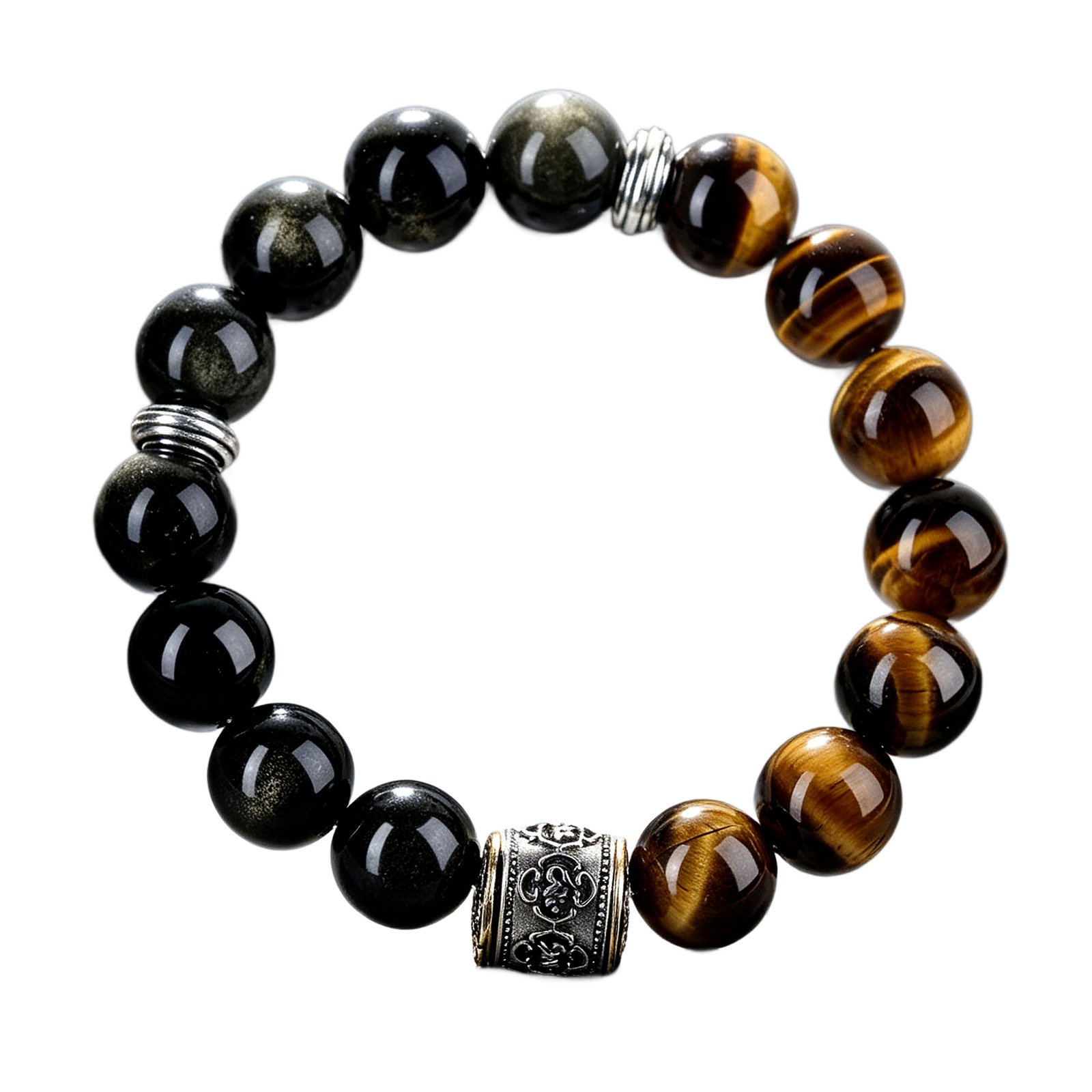 Tiger Eye & Sheen Obsidian Bracelet